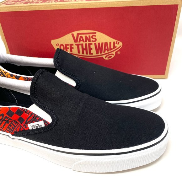 💖MEGA SALE💖VANS Classic Slip On Flame Black Canvas Shoes Women's VN0A4U382N5 - Picture 8 of 11